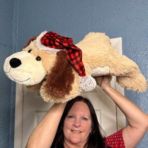 RARE Publix Super Markets Dog Red Plaid Hat Laying 26" Plush Stuffed Animal‎ Toy